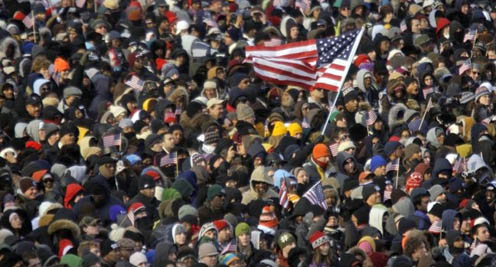 President Barack Obama inauguration crowd of people