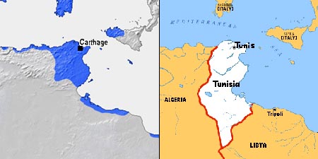 Carthage - Tunisia map
